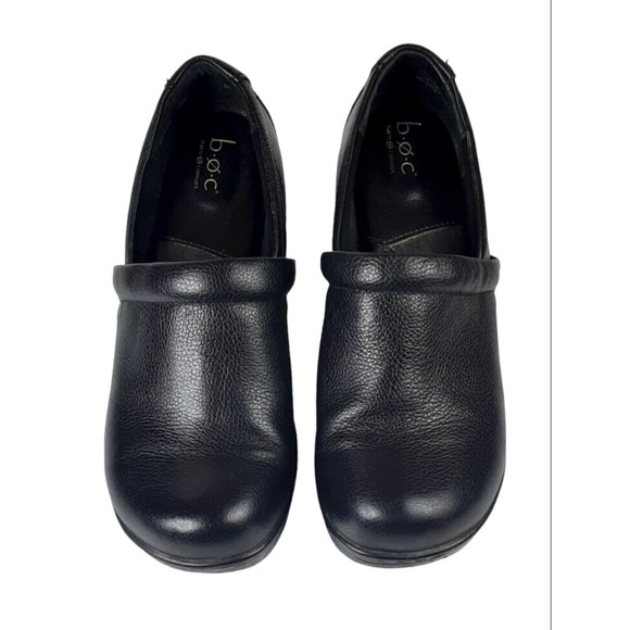 BOC Born Concept Shoes Womens Size 10M Black Leather Pebbled Clogs Mules C80803 - Picture 1 of 14